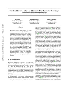 Structured Factored Inference: A Framework for Automated Reasoning in
  Probabilistic Programming Languages