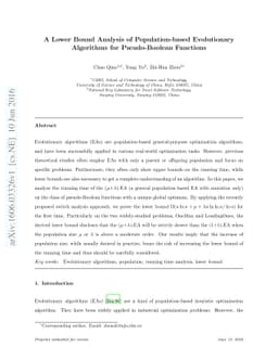 A Lower Bound Analysis of Population-based Evolutionary Algorithms for
  Pseudo-Boolean Functions