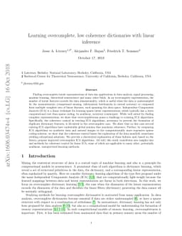 Learning overcomplete, low coherence dictionaries with linear inference