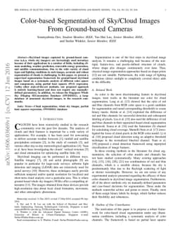 Color-based Segmentation of Sky/Cloud Images From Ground-based Cameras