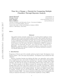 Time for a change: a tutorial for comparing multiple classifiers through
  Bayesian analysis