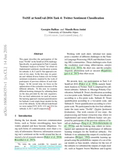 TwiSE at SemEval-2016 Task 4: Twitter Sentiment Classification