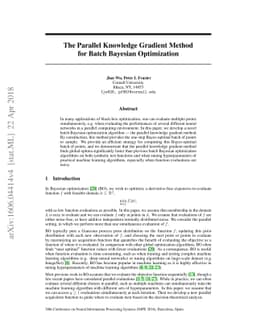 The Parallel Knowledge Gradient Method for Batch Bayesian Optimization