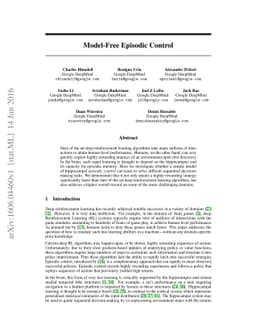 Model-Free Episodic Control