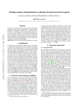 Training variance and performance evaluation of neural networks in
  speech