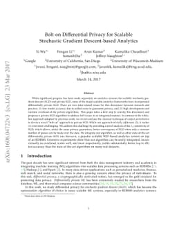 Bolt-on Differential Privacy for Scalable Stochastic Gradient
  Descent-based Analytics