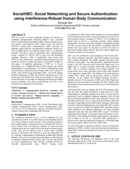 SocialHBC: Social Networking and Secure Authentication using
  Interference-Robust Human Body Communication