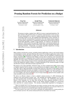 Pruning Random Forests for Prediction on a Budget