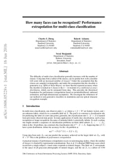How many faces can be recognized? Performance extrapolation for
  multi-class classification
