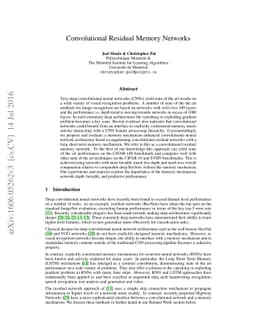 Convolutional Residual Memory Networks