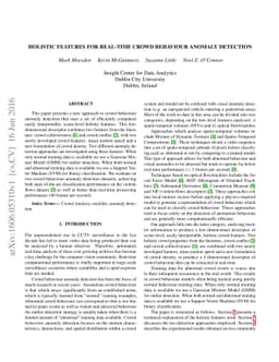 Holistic Features For Real-Time Crowd Behaviour Anomaly Detection