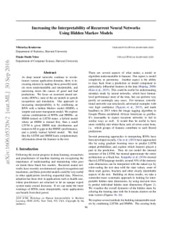 Increasing the Interpretability of Recurrent Neural Networks Using
  Hidden Markov Models