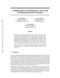 Avoiding Imposters and Delinquents: Adversarial Crowdsourcing and Peer
  Prediction