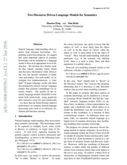 Two Discourse Driven Language Models for Semantics