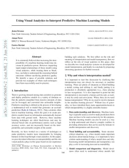 Using Visual Analytics to Interpret Predictive Machine Learning Models