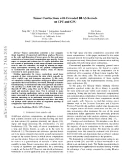 Tensor Contractions with Extended BLAS Kernels on CPU and GPU