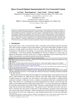 Query-Focused Opinion Summarization for User-Generated Content
