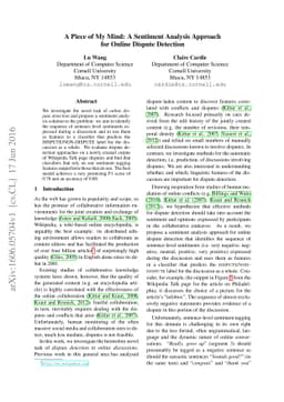 A Piece of My Mind: A Sentiment Analysis Approach for Online Dispute
  Detection