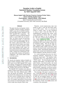 Egyptian Arabic to English Statistical Machine Translation System for
  NIST OpenMT'2015