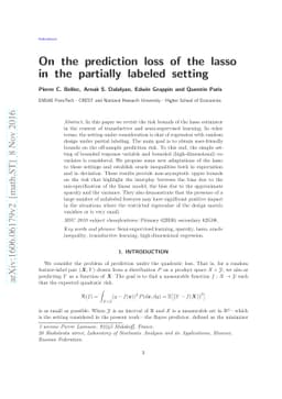 On the prediction loss of the lasso in the partially labeled setting