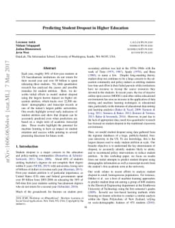 Predicting Student Dropout in Higher Education