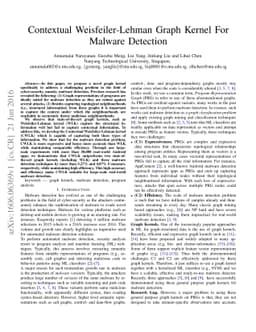 Contextual Weisfeiler-Lehman Graph Kernel For Malware Detection