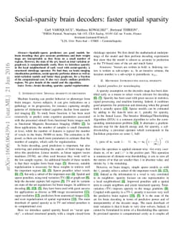 Social-sparsity brain decoders: faster spatial sparsity