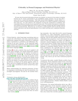 Criticality in Formal Languages and Statistical Physics