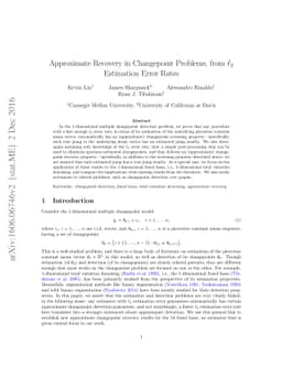 Approximate Recovery in Changepoint Problems, from $\ell_2$ Estimation
  Error Rates