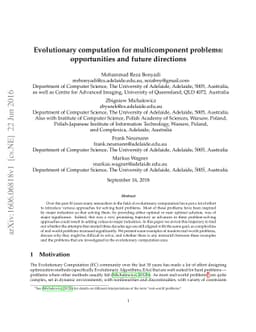 Evolutionary computation for multicomponent problems: opportunities and
  future directions