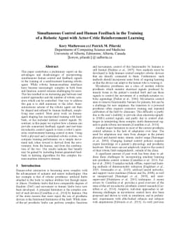 Simultaneous Control and Human Feedback in the Training of a Robotic
  Agent with Actor-Critic Reinforcement Learning