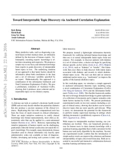 Toward Interpretable Topic Discovery via Anchored Correlation
  Explanation
