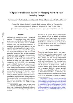 A Speaker Diarization System for Studying Peer-Led Team Learning Groups