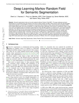 Deep Learning Markov Random Field for Semantic Segmentation