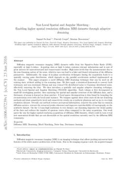 Non Local Spatial and Angular Matching : Enabling higher spatial
  resolution diffusion MRI datasets through adaptive denoising