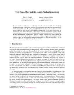 Ceteris paribus logic in counterfactual reasoning