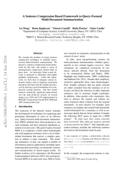 A Sentence Compression Based Framework to Query-Focused Multi-Document
  Summarization