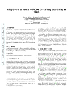 Adaptability of Neural Networks on Varying Granularity IR Tasks