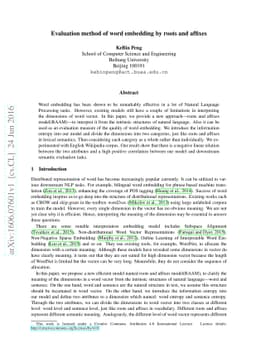 Evaluation method of word embedding by roots and affixes