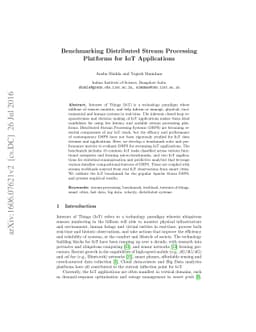 Benchmarking Distributed Stream Processing Platforms for IoT
  Applications
