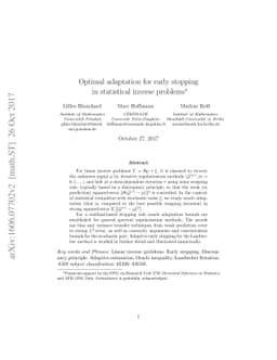Optimal adaptation for early stopping in statistical inverse problems