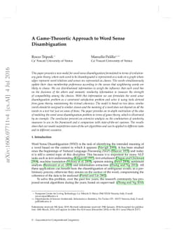 A Game-Theoretic Approach to Word Sense Disambiguation