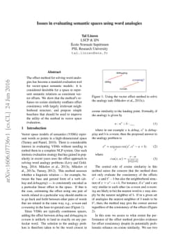 Issues in evaluating semantic spaces using word analogies