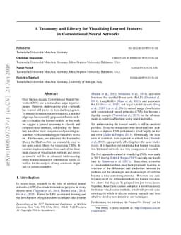 A Taxonomy and Library for Visualizing Learned Features in Convolutional
  Neural Networks