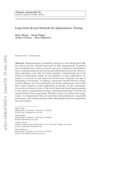 Large-Scale Kernel Methods for Independence Testing