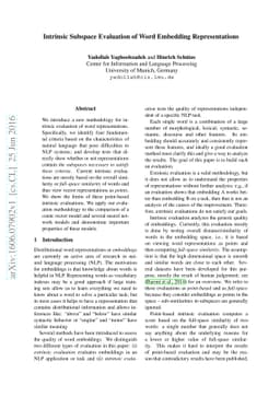 Intrinsic Subspace Evaluation of Word Embedding Representations