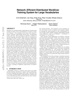 Network-Efficient Distributed Word2vec Training System for Large
  Vocabularies