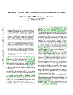 A Learning Algorithm for Relational Logistic Regression: Preliminary
  Results
