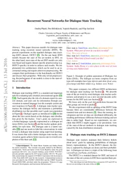 Recurrent Neural Networks for Dialogue State Tracking