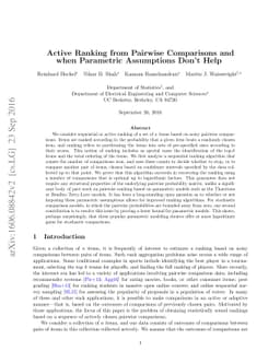 Active Ranking from Pairwise Comparisons and when Parametric Assumptions
  Don't Help